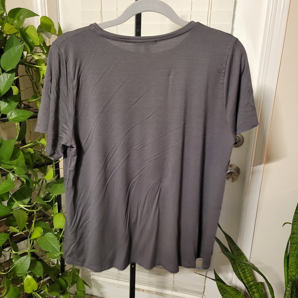 Eileen Fisher Womens Gray Viscose Jersey Short Sleeve Crew Neck Tee Shirt L - Picture 2 of 7